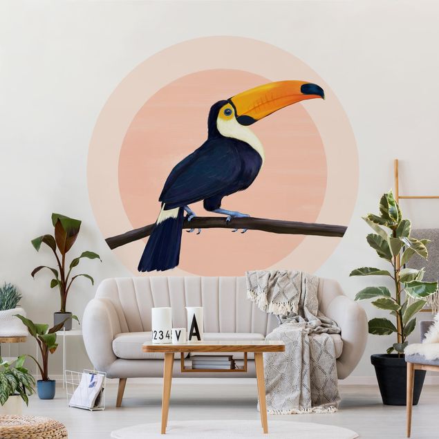 carta da parati effetto acquerello Illustrazione - Uccello Tucano Pittura Pastello