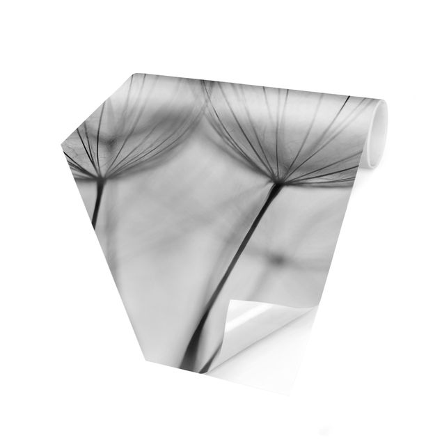 Carta da parati esagonale adesiva con disegni - Dentro un soffione in bianco e nero