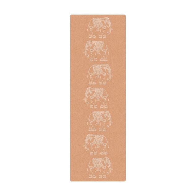 Tappetino di sughero - Elefante indiano in bianco - Formato verticale 1:3