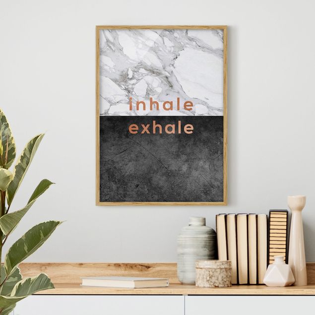 Poster con cornice - Inhale Exhale in rame e marmo