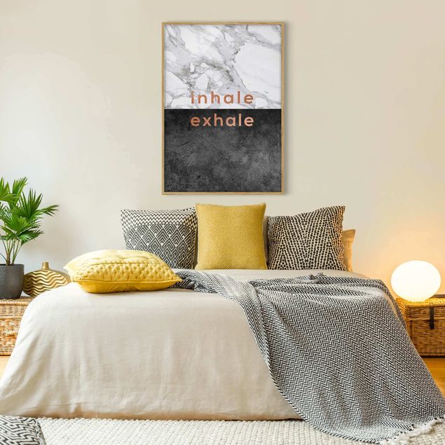 Poster con cornice - Inhale Exhale in rame e marmo