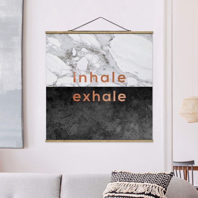 Foto su tessuto da parete con bastone - Inhale Exhale in rame e marmo - Quadrato 1:1