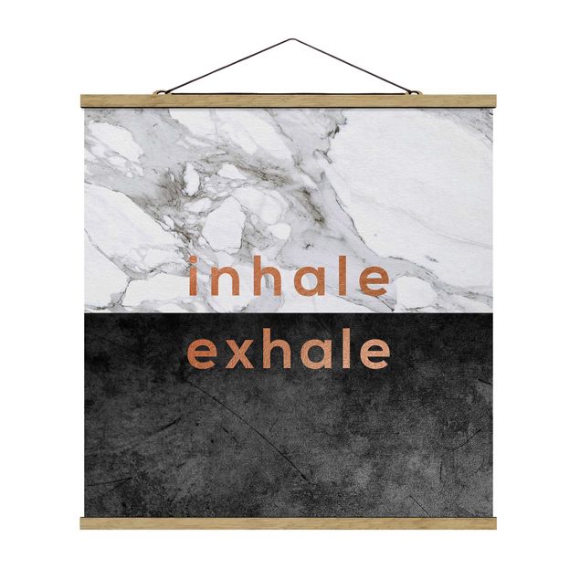 Foto su tessuto da parete con bastone - Inhale Exhale in rame e marmo - Quadrato 1:1