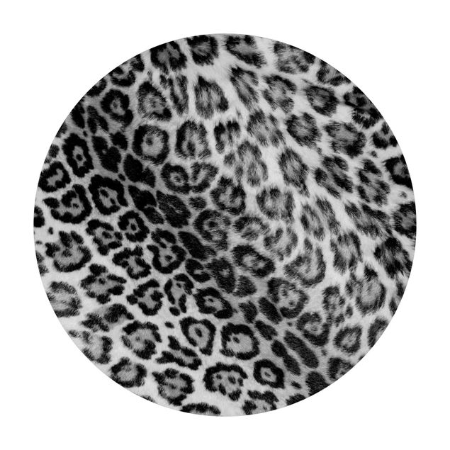 Tappeto in vinile rotondo - Jaguar Skin in bianco e nero