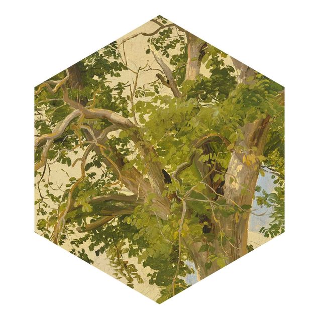 Fotomurale esagonale autoadesivo - Jakob Becker - Cime degli alberi