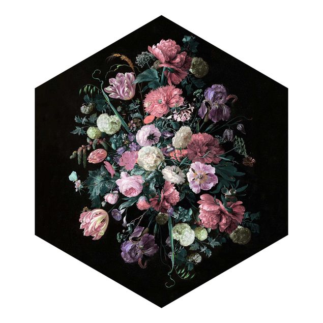 Carta da parati esagonale adesiva con disegni - Jan Davidsz de Heem - Bouquet di fiori scuro
