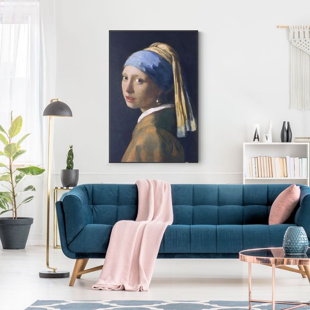 Frame da parete con tessuto in tensione con quadro intercambiabile classico Jan Vermeer Van Delft - La ragazza con l'orecchino di perla