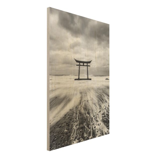 Stampa su legno - Torii giapponese nel mare