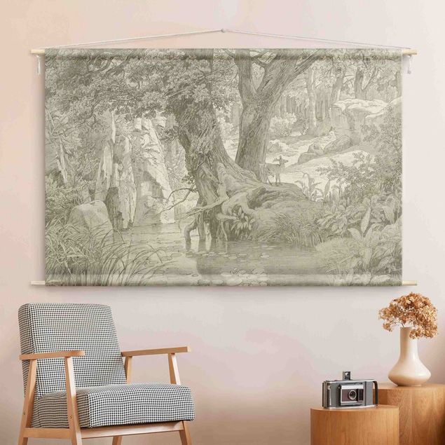 Arazzi da parete xxl Johann Wilhelm Schirmer - Paesaggio forestale