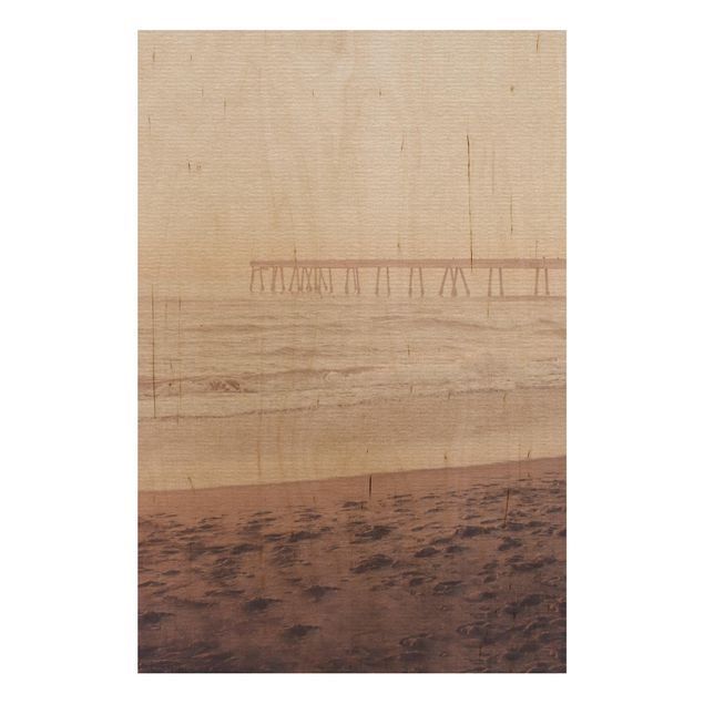 Stampa su legno - Costa con mezza luna in California