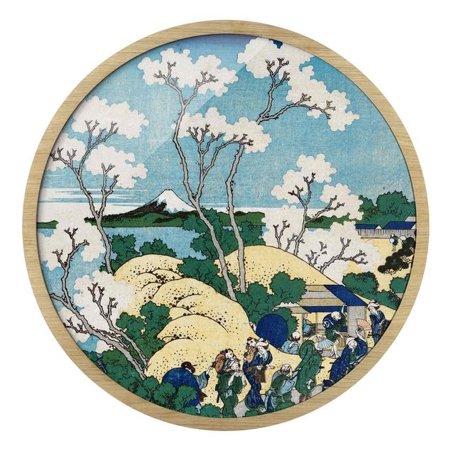 Quadro rotondo incorniciato - Katsushika Hokusai - Il Fuji da Gotenyama