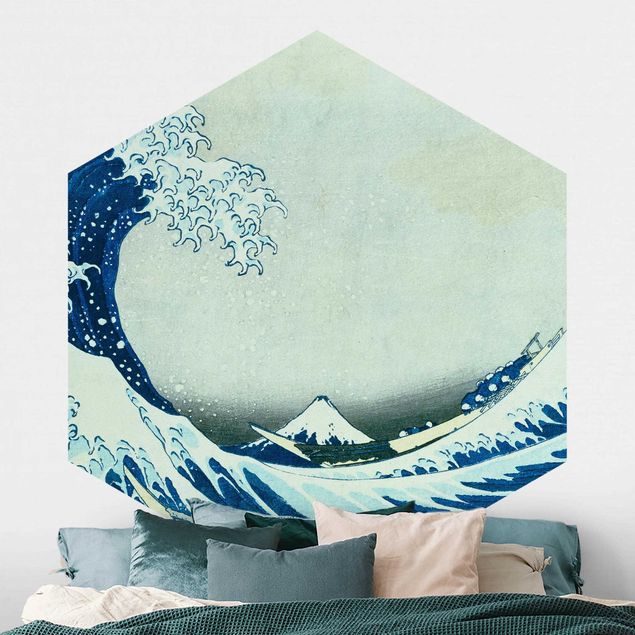 Carta da parati esagonale Katsushika Hokusai - La grande onda di Kanagawa