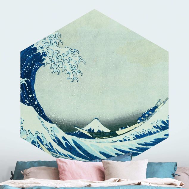 carta da parati per centri estetici Katsushika Hokusai - La grande onda di Kanagawa