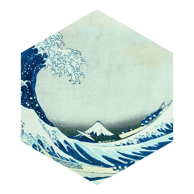 Carta da parati esagonale adesiva con disegni - Katsushika Hokusai - La grande onda di Kanagawa