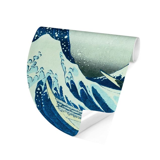 Carta da parati rotonda autoadesiva - Katsushika Hokusai - La grande onda a Kanagawa