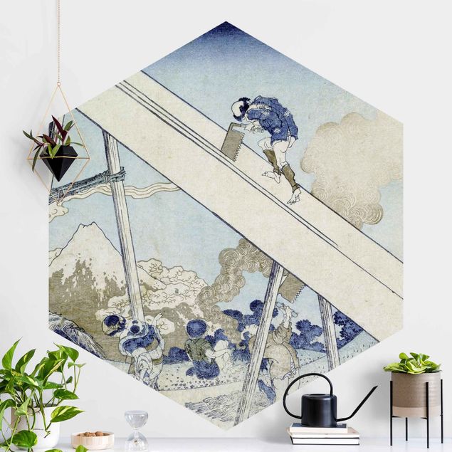 Carta da parati esagonale Katsushika Hokusai - Sulle montagne di Totomi