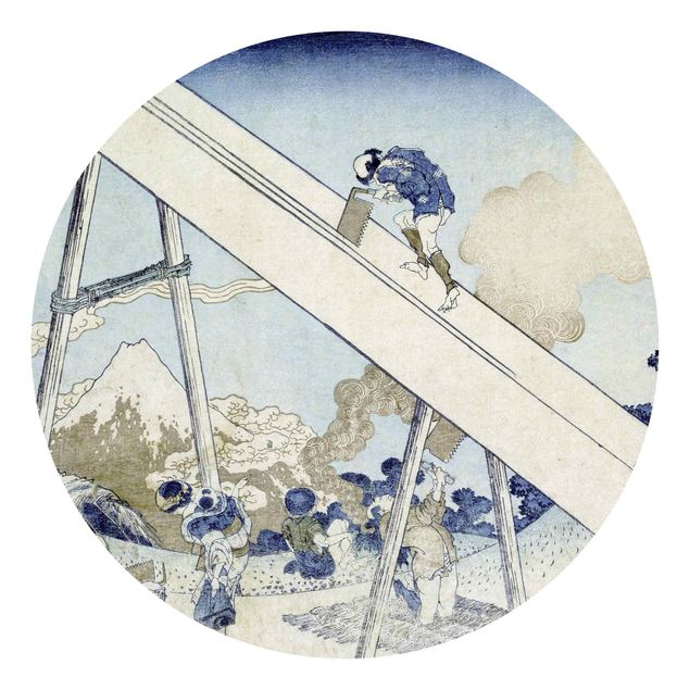 Carta da parati rotonda autoadesiva - Katsushika Hokusai - Nelle montagne Totomi