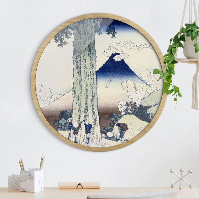 Poster con cornice rotonda Katsushika Hokusai - Passo Mishima nella provincia di Kai