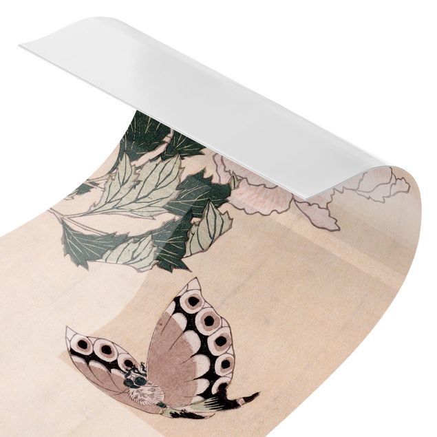 Rivestimento cucina - Katsushika Hokusai - Peonie rosa con farfalle