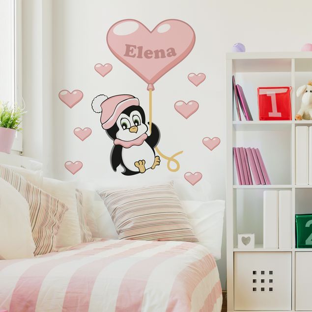 Adesivo murale per bambini - Pinguino per bima - Con testo personalizzato
