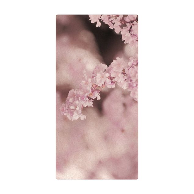 Tappetino di sughero - Fiori di ciliegio nella luce viola - Formato verticale 1:2