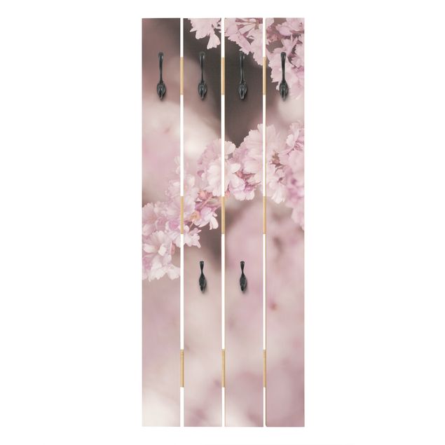 Appendiabiti in legno - Fiori di ciliegio nella luce viola
