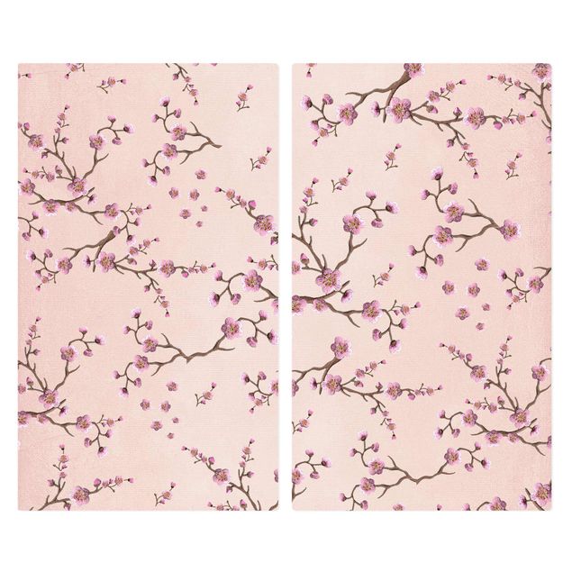 Coprifornelli - Fiori di ciliegio su rosa