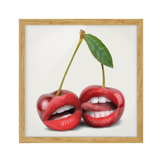 Poster con cornice - Labbra ciliegia