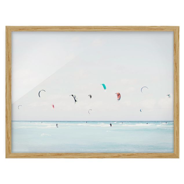 Poster con cornice - Kitesurfing sul mare
