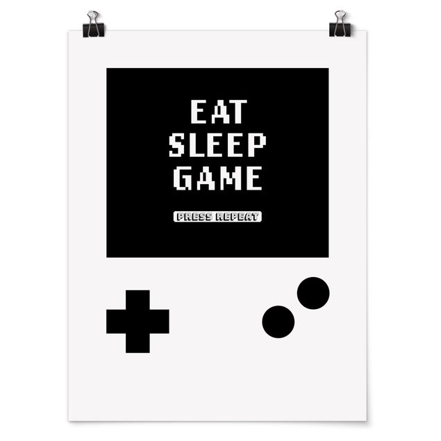 Poster riproduzione - Console classica Eat Sleep Game Press Repeat