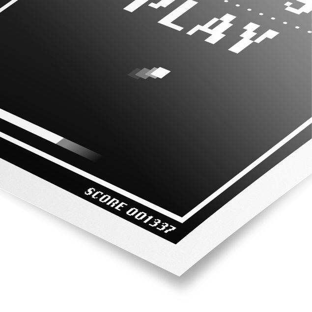 Poster riproduzione - Videogioco classico in bianco e nero Let's Play