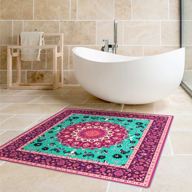tappeto tipo persiano Motivo persiano classico rosa giallo