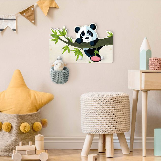 Kinderzimmer Wandgarderobe weiß  Panda arrampicatore