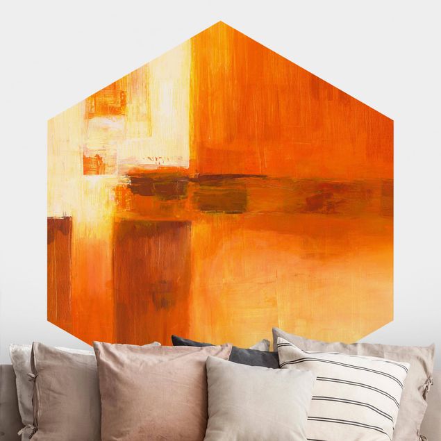 Tapete abstrakte Optik Composizione in arancione e marrone 01