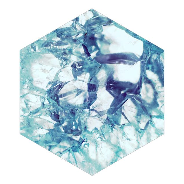 Fotomurale esagonale autoadesivo - Cristallo blu