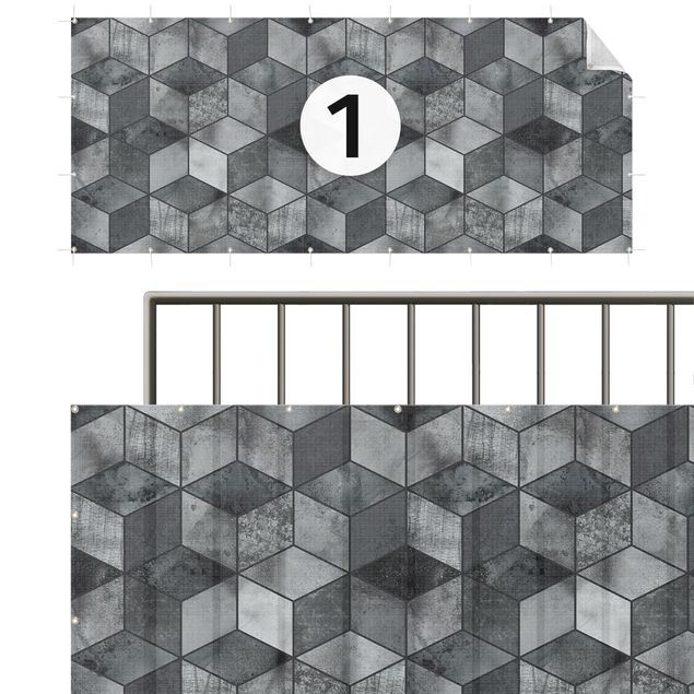 Arella per balcone Motivo a cubi color grigio cristallo