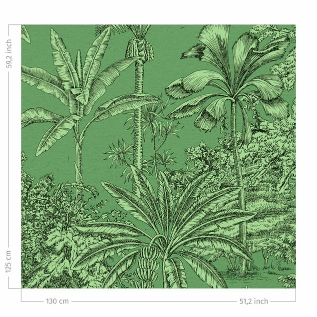 Tende oscuranti Effetto incisione su rame - Palme tropicali in verde