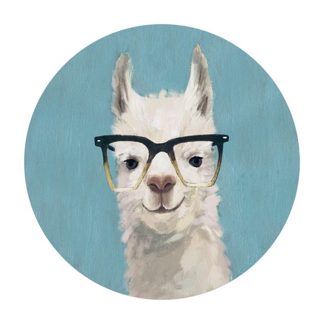 Tappeto in vinile rotondo - Lama con occhiali IV
