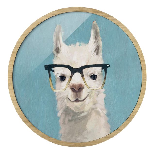 Quadro rotondo incorniciato - Lama con occhiali IV