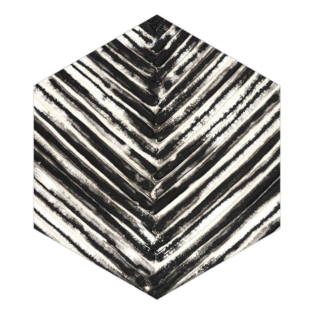 Carta da parati esagonale adesiva con disegni - Lamelle in bianco e nero