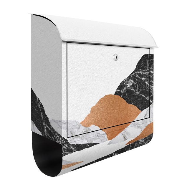 Cassetta postale - Paesaggio in marmo e rame II