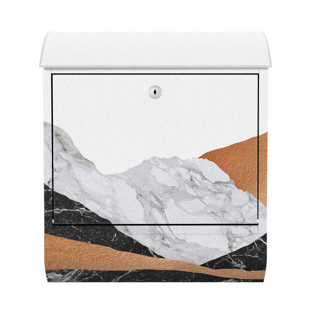 Cassetta postale - Paesaggio in marmo e rame