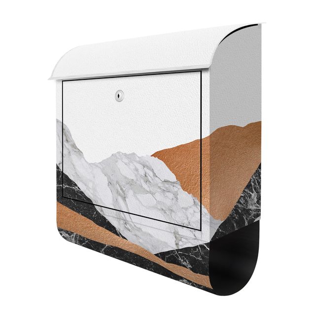 Cassetta postale - Paesaggio in marmo e rame