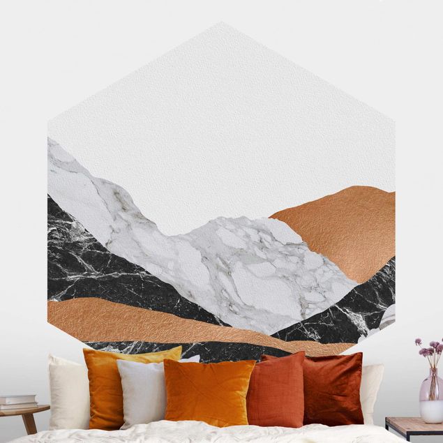 Tapete abstrakte Optik Paesaggio in marmo e rame