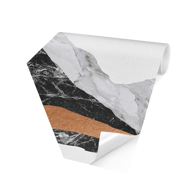 Carta da parati esagonale adesiva con disegni - Paesaggio in marmo e rame