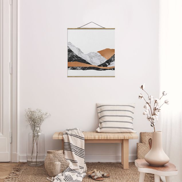 Foto su tessuto da parete con bastone - Paesaggio in marmo e rame - Quadrato 1:1
