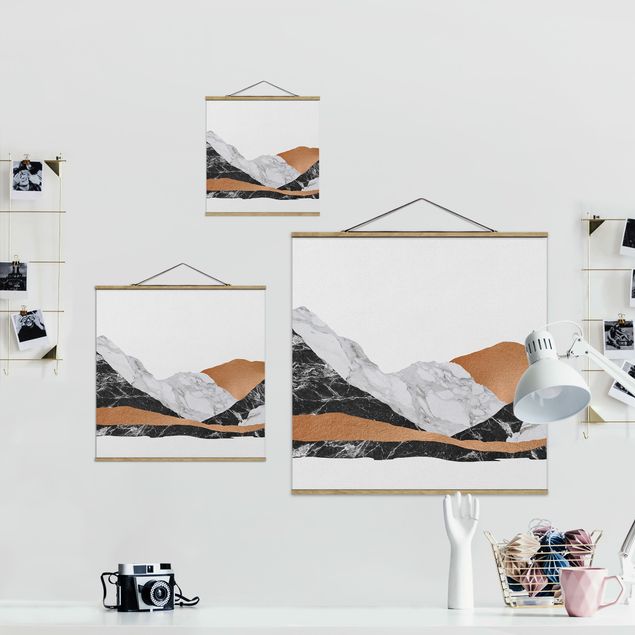 Foto su tessuto da parete con bastone - Paesaggio in marmo e rame - Quadrato 1:1