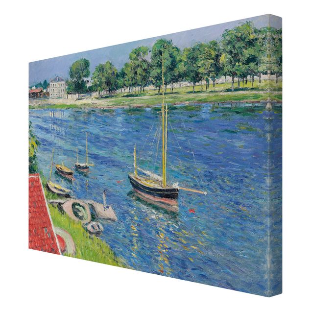 Stampa su tela - Gustave Caillebotte - La Senna a Argenteuil, barche alla fonda - Orizzontale 4:3