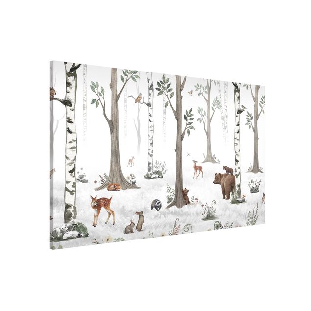 stampe animali Silenziosa foresta bianca con animali