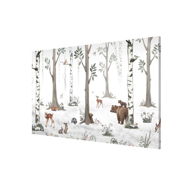 Lavagna magnetica - Silenziosa foresta bianca con animali